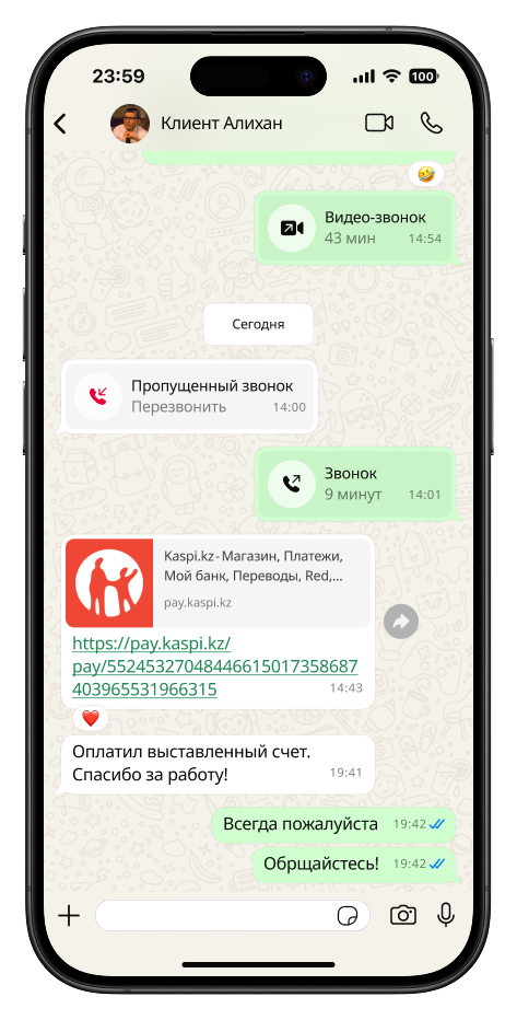 Пример оплаты через Kaspi Pay